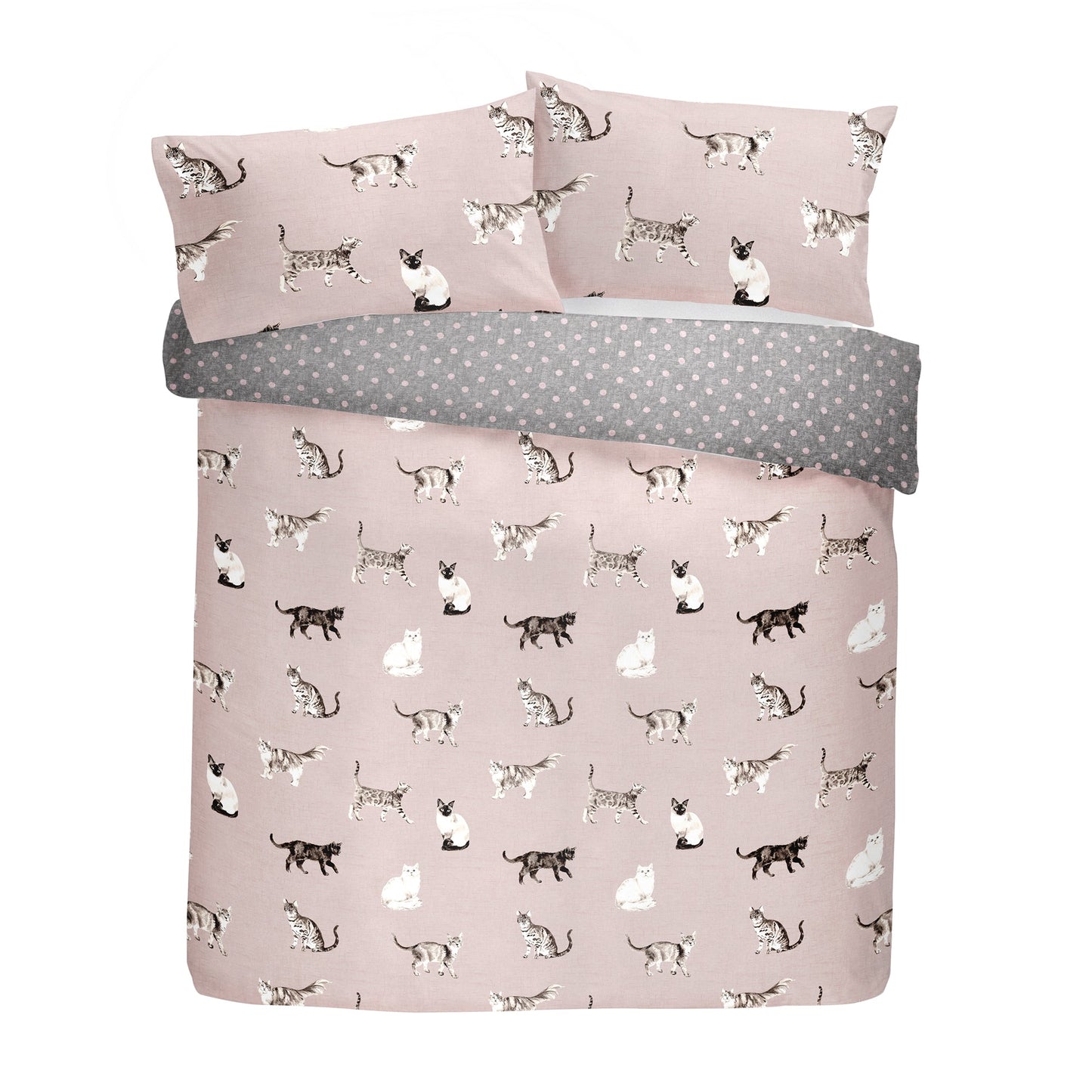 Fusion Cats Easy Care Blush Duvet Cover Set