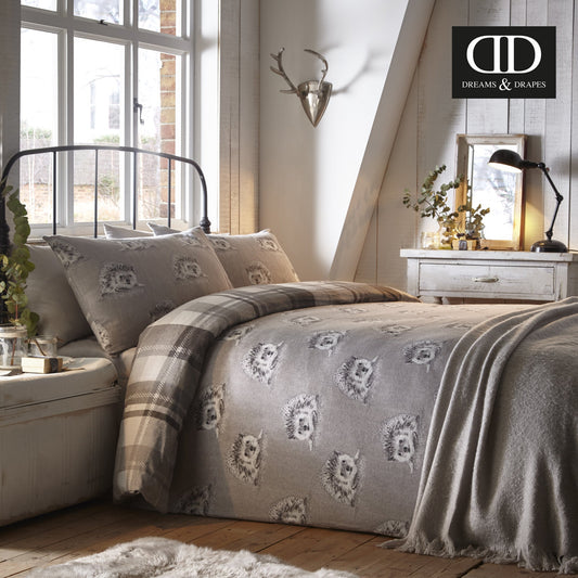 Dreams & Drapes Lodge Colville Grey Check Duvet Cover Set