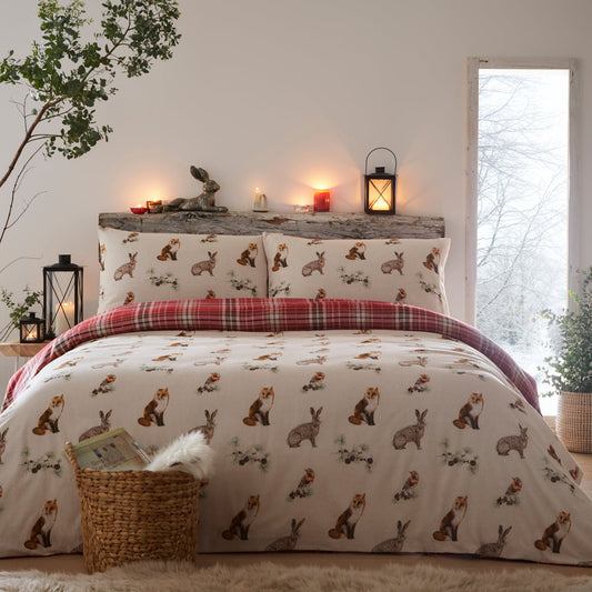 Dreams & Drapes Lodge Derwent Check Natural Duvet Cover Set
