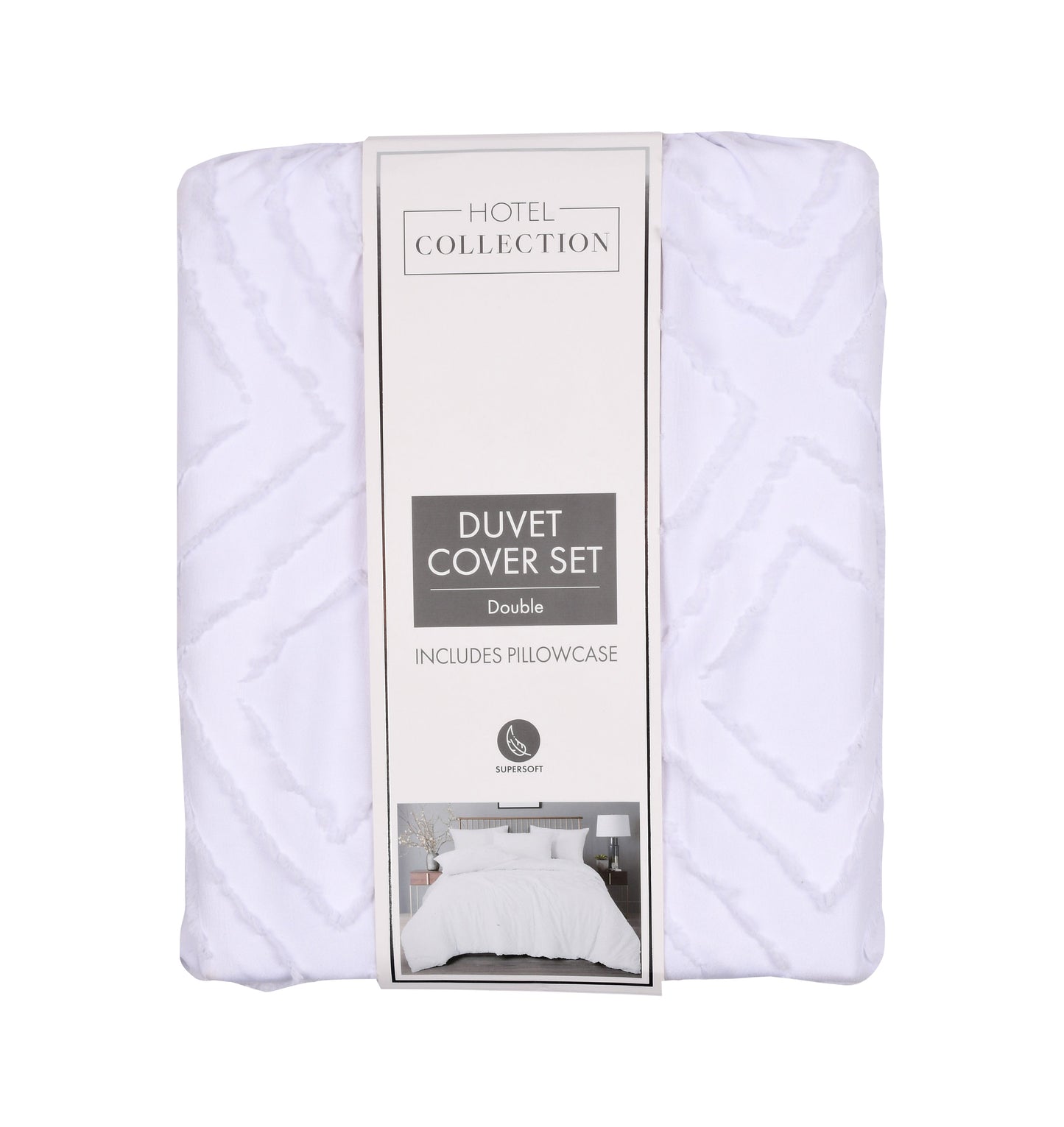 Hotel Collection Tufted Diamond White Double Duvet Set