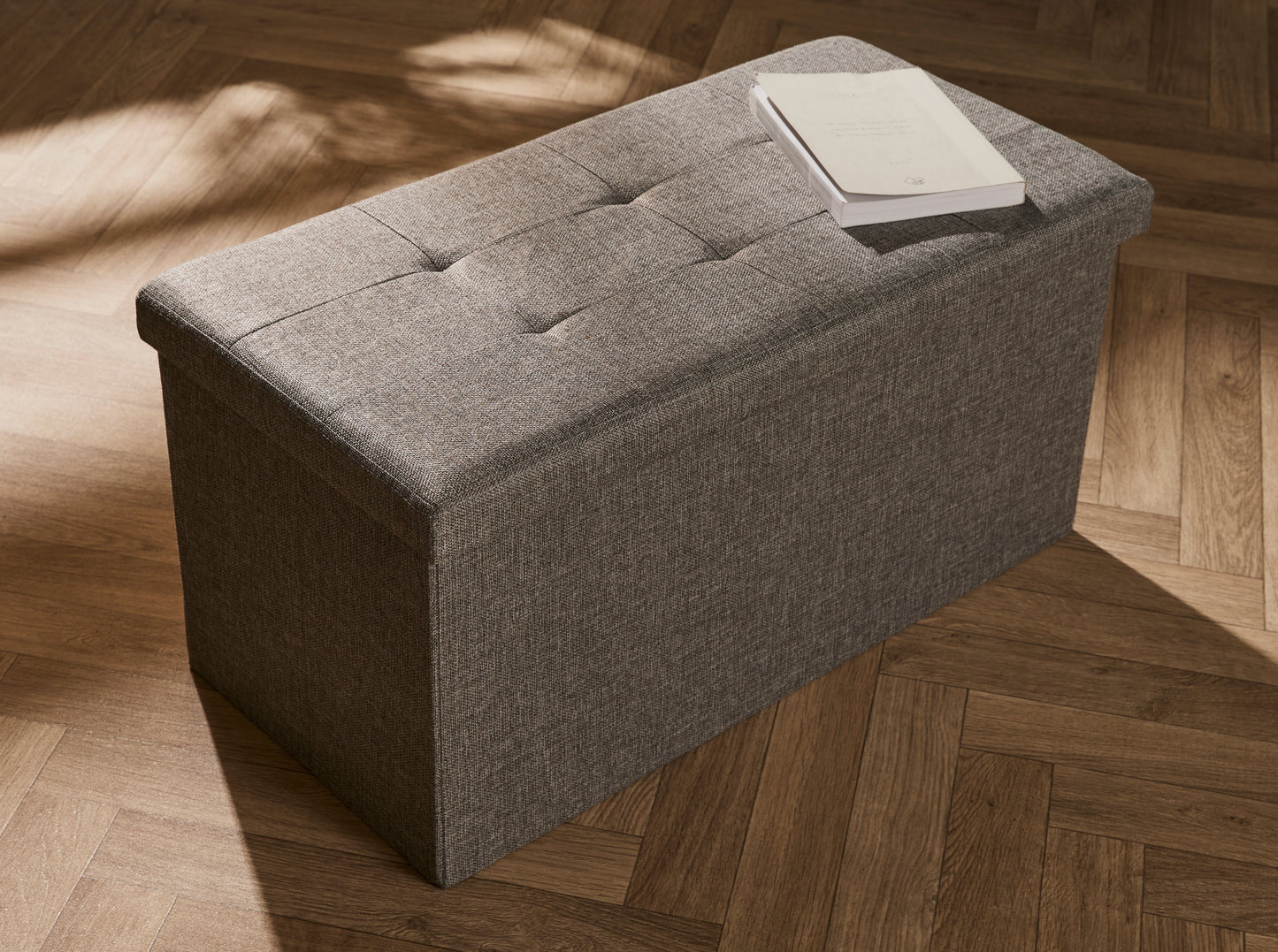 Dark Grey Large Textured Ottoman