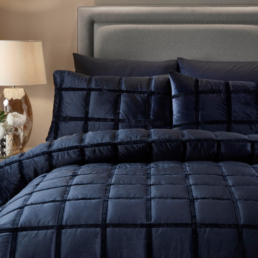 Soiree Brighton Navy Square Duvet Cover Set
