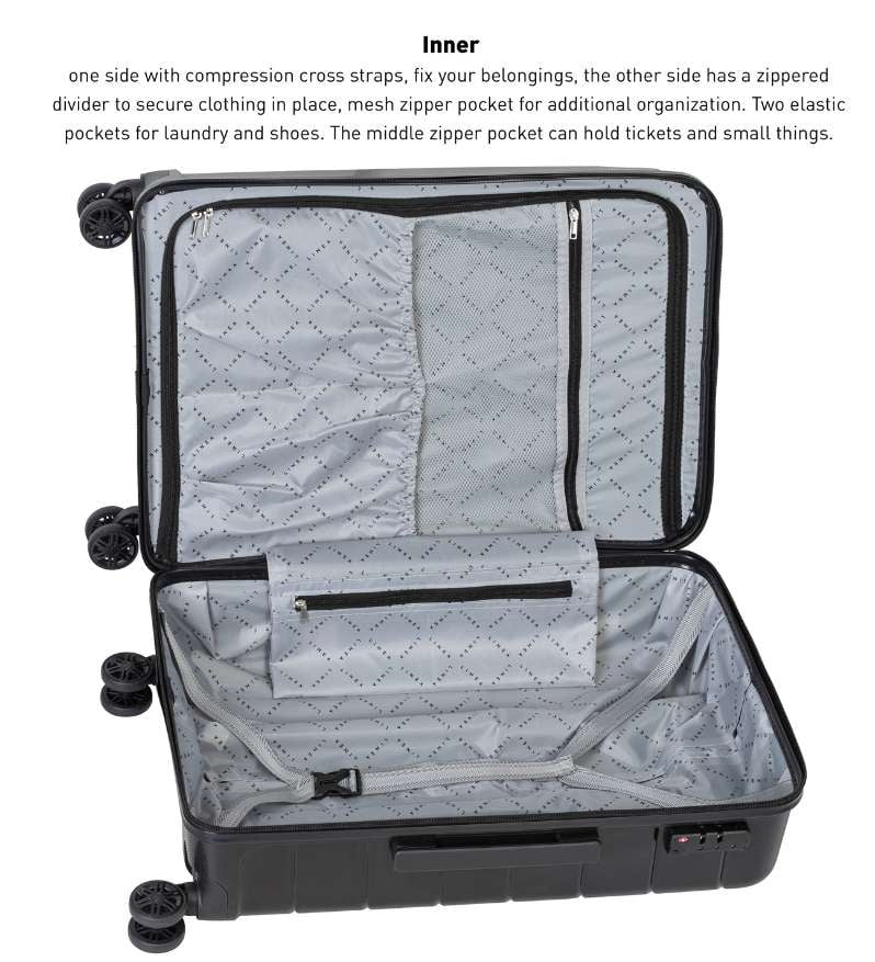 Linea Turin Luggage Black Cabin Case