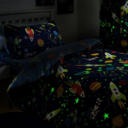 Bedlam Blue Supersonic Glow in the Dark Duvet Cover Set