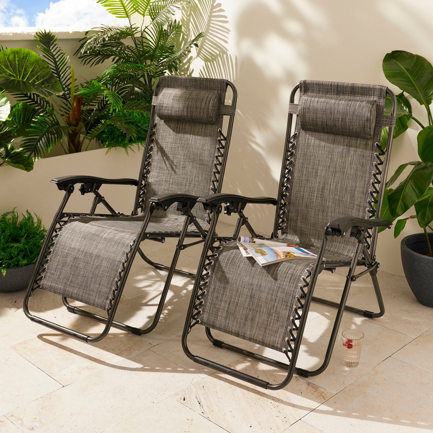 Outmore Pack of 2 Zero Gravity Sun Loungers