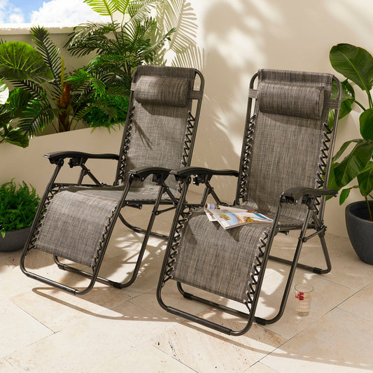 Outmore Pack of 2 Zero Gravity Sun Loungers