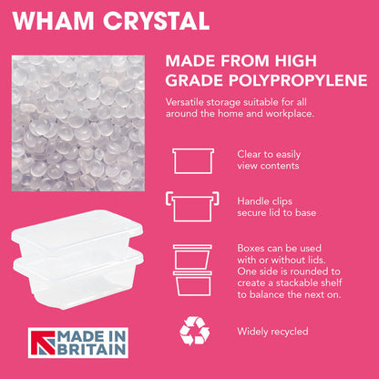 Pack of 5 Wham Crystal 28L Box and Lid