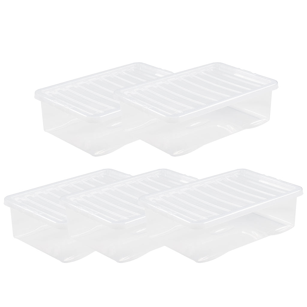 Pack of 5 Wham Crystal 32L Under Bed Box and Lid