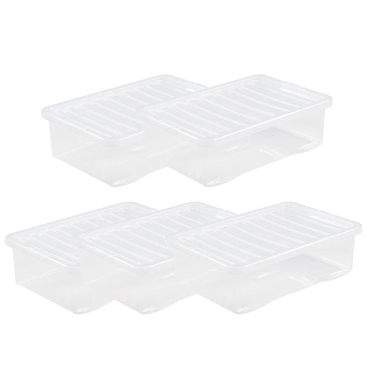 Pack of 5 Wham Crystal 32L Under Bed Box and Lid