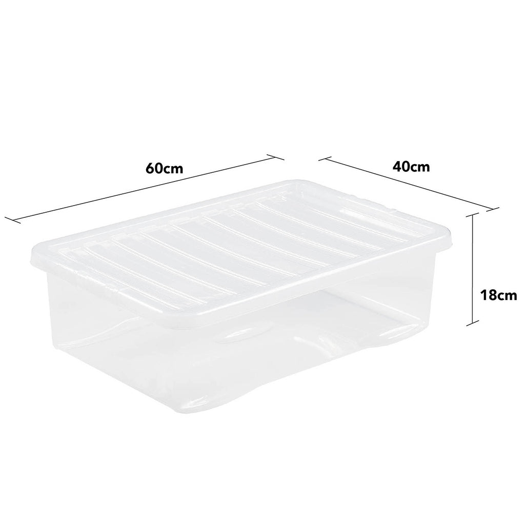 Pack of 5 Wham Crystal 32L Under Bed Box and Lid