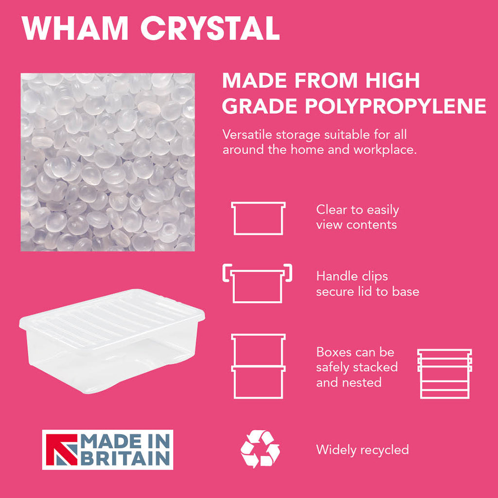 Pack of 5 Wham Crystal 32L Under Bed Box and Lid