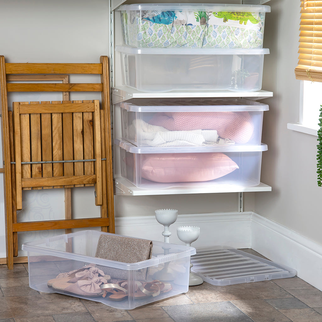 Pack of 5 Wham Crystal 32L Under Bed Box and Lid