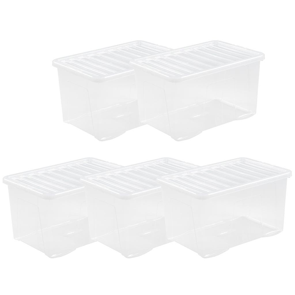 Pack of 5 Wham Crystal 60L Box and Lid