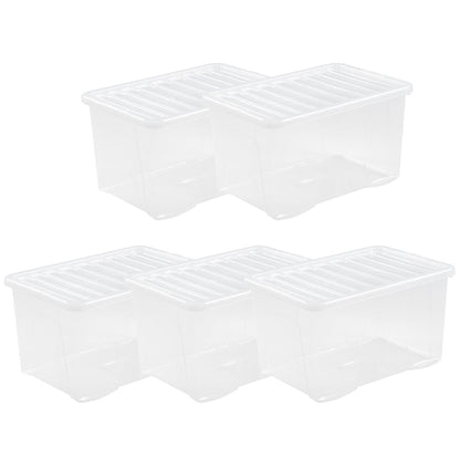 Pack of 5 Wham Crystal 60L Box and Lid