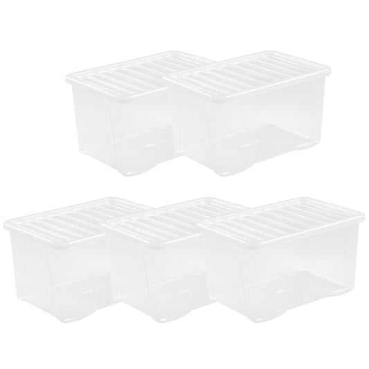 Pack of 5 Wham Crystal 60L Box and Lid