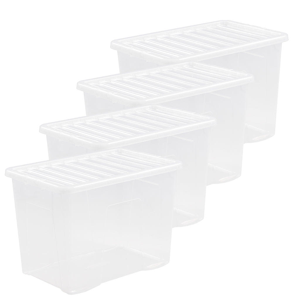 Pack of 4 Wham Crystal 80L Box and Lid