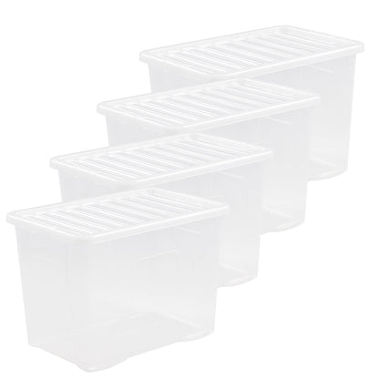 Pack of 4 Wham Crystal 80L Box and Lid