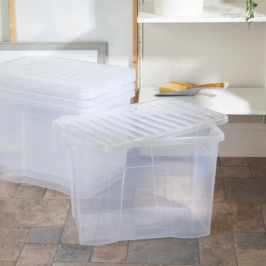 Pack of 4 Wham Crystal 80L Box and Lid