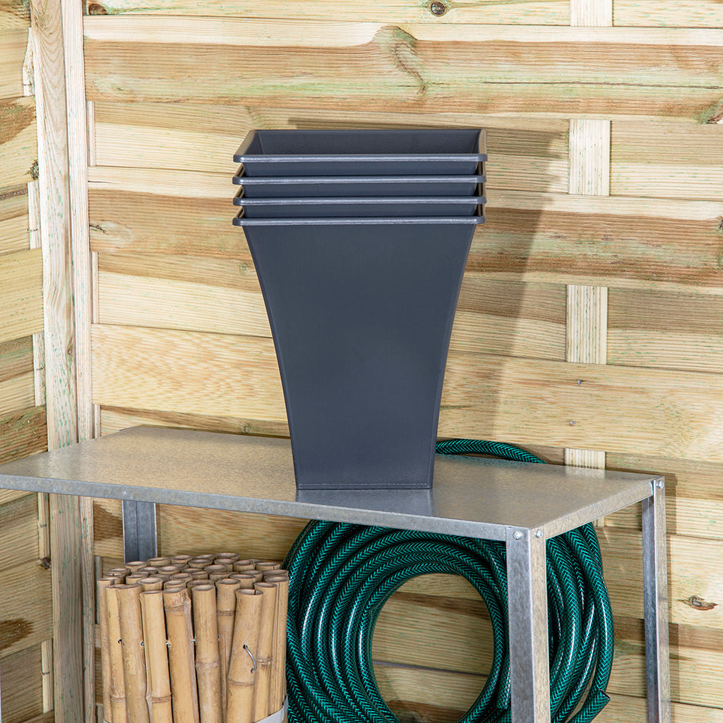 Pack of 4  23cm Recycled Square Metallica Planters