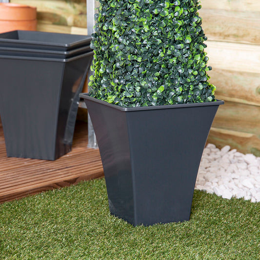 Pack of 4  23cm Recycled Square Metallica Planters