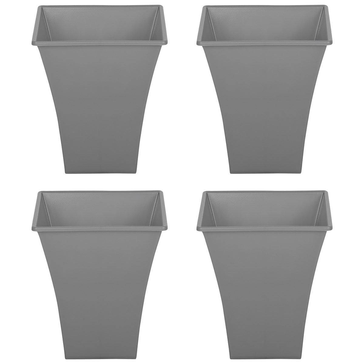 Pack of 4 23cm Grey Recycled Square Metallica Planters