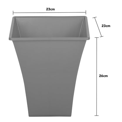 Pack of 4 23cm Grey Recycled Square Metallica Planters