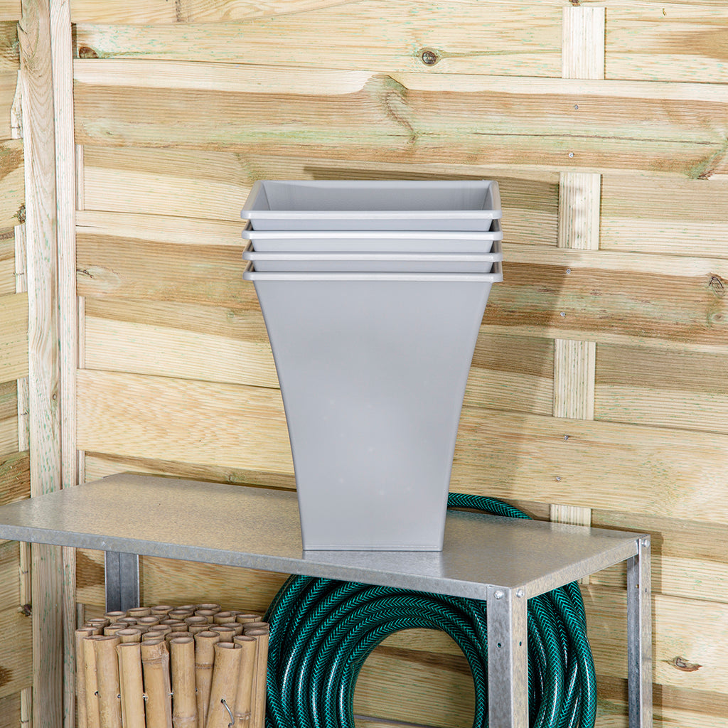 Pack of 4 23cm Grey Recycled Square Metallica Planters