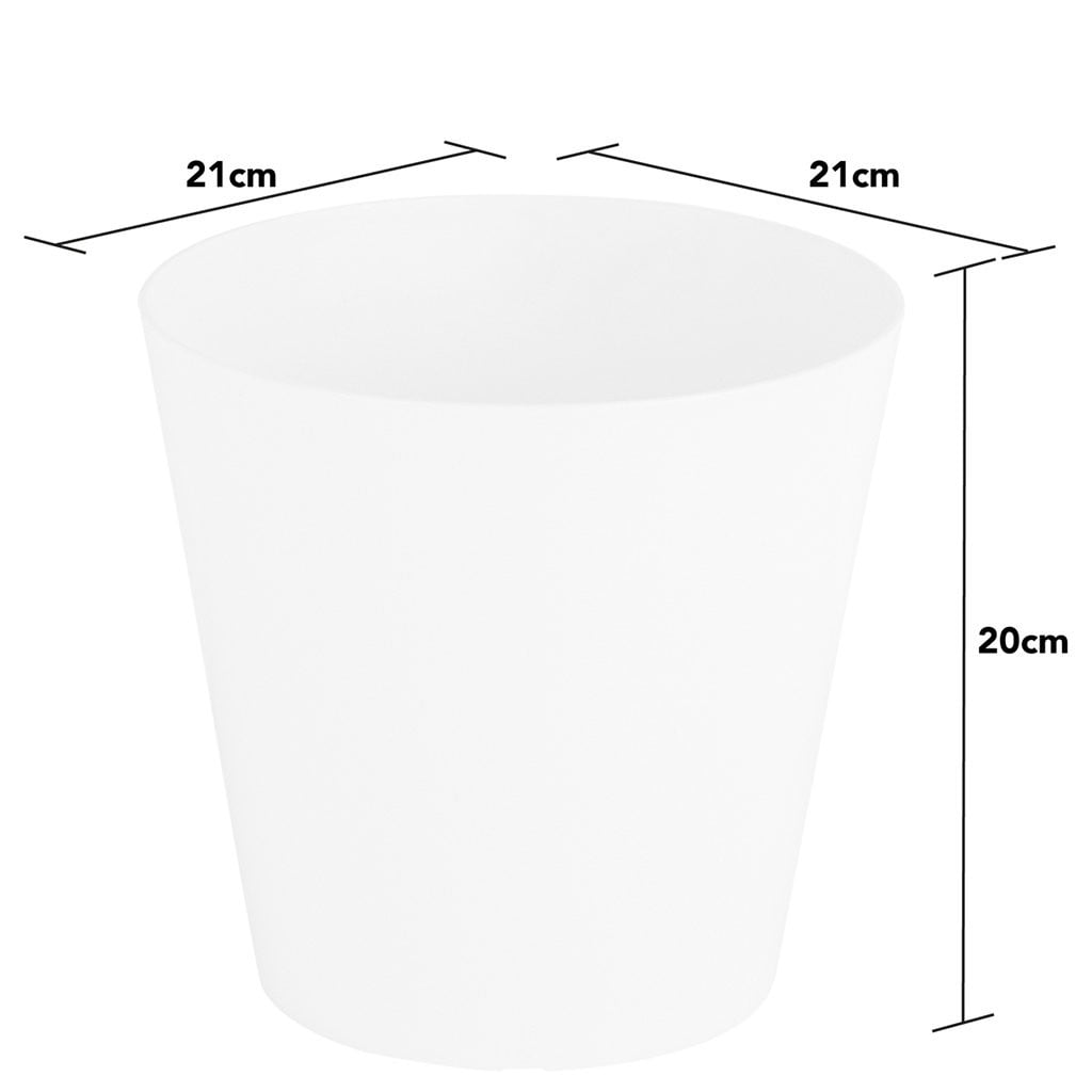 Pack of 4 White 21cm  Round Studio Planters