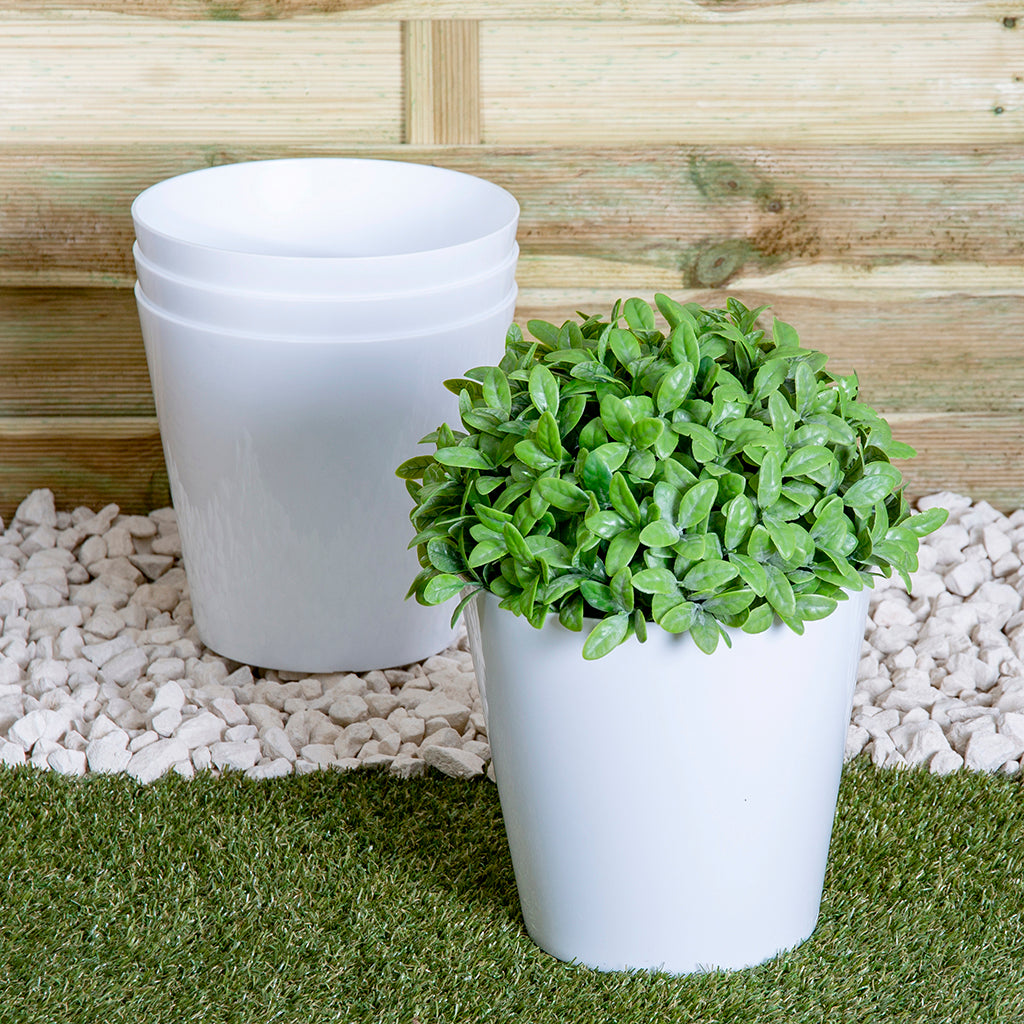 Pack of 4 White 21cm  Round Studio Planters