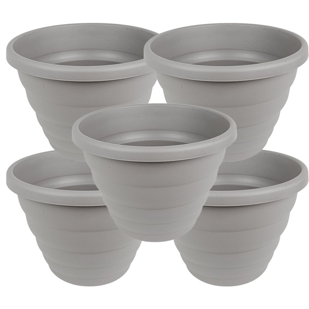 Beehive Set of 5 Grey 48cm Round Planter Upcycle