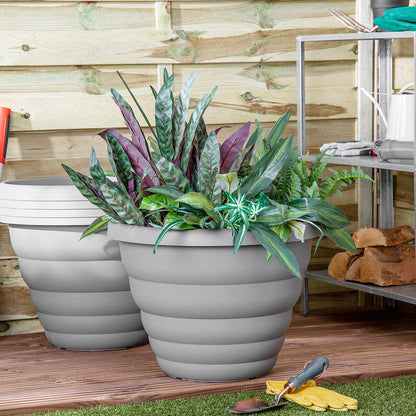 Beehive Set of 5 Grey 48cm Round Planter Upcycle