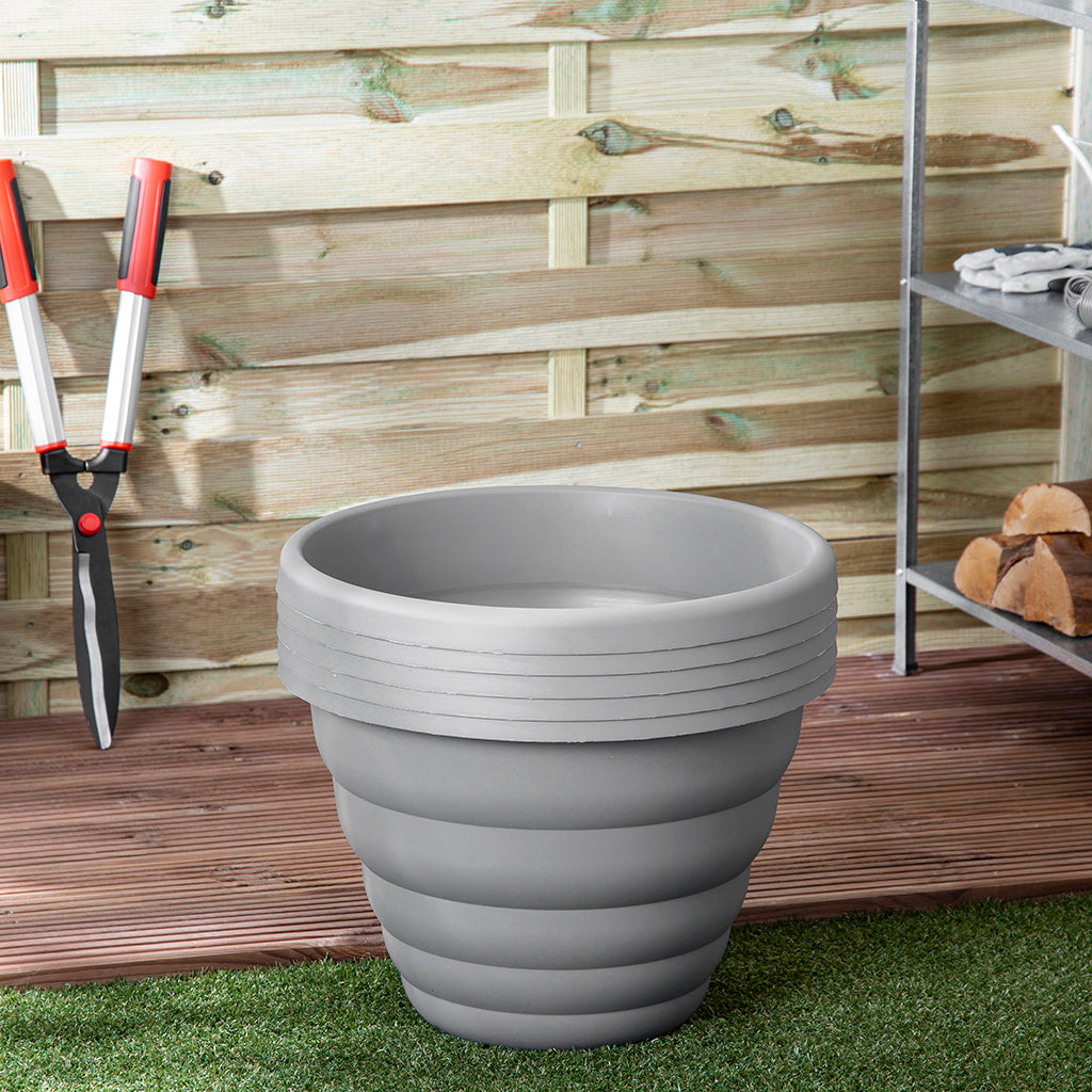 Beehive Set of 5 Grey 48cm Round Planter Upcycle