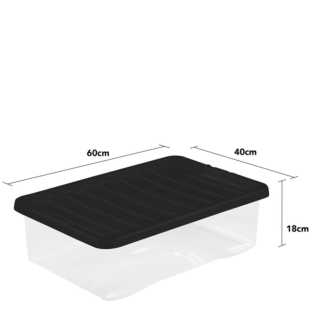 Pack of 5 Wham Crystal 32 Litre Clear and Black Box and Lid