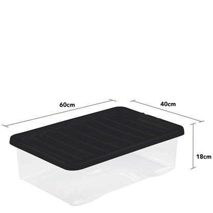 Pack of 5 Wham Crystal 32 Litre Clear and Black Box and Lid
