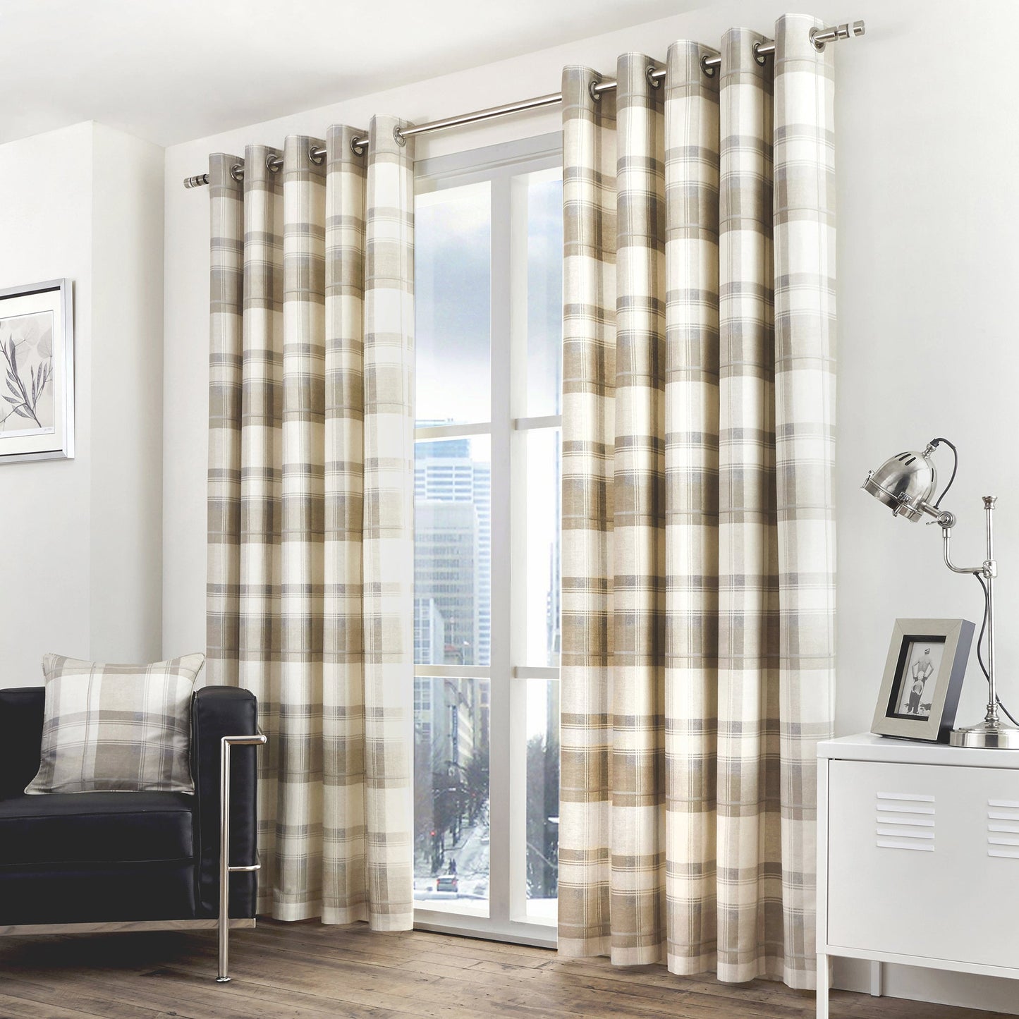 Fusion Balmoral Natural Check Curtains