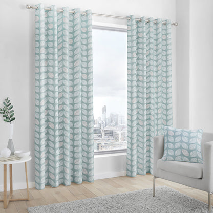 Fusion Delft Duck Egg Eyelet Curtains