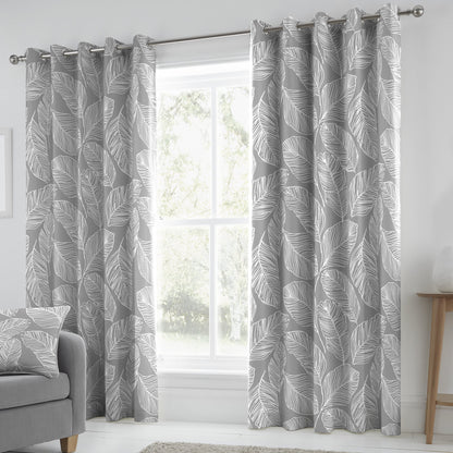 Fusion Matteo Grey Eyelet Curtains