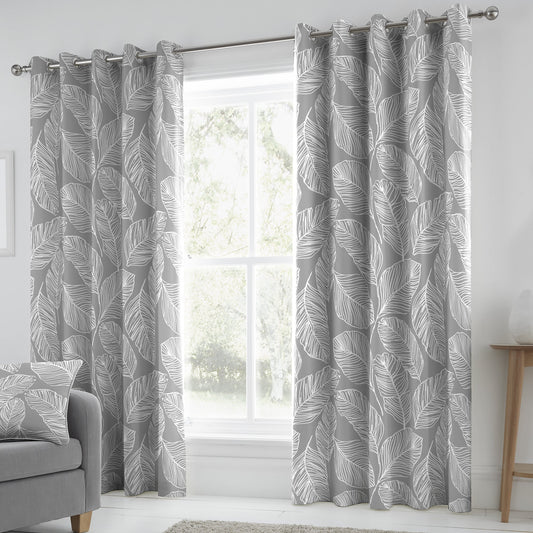 Fusion Matteo Grey Eyelet Curtains
