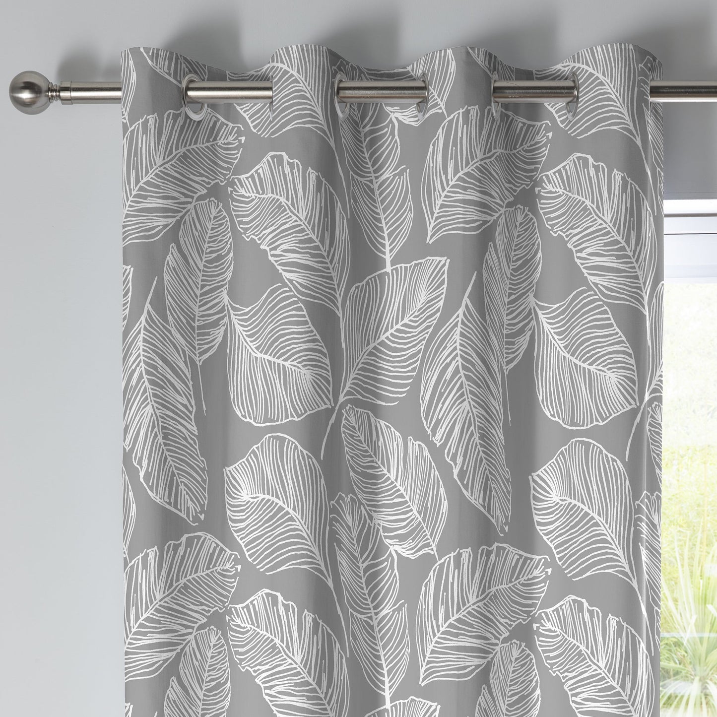 Fusion Matteo Grey Eyelet Curtains