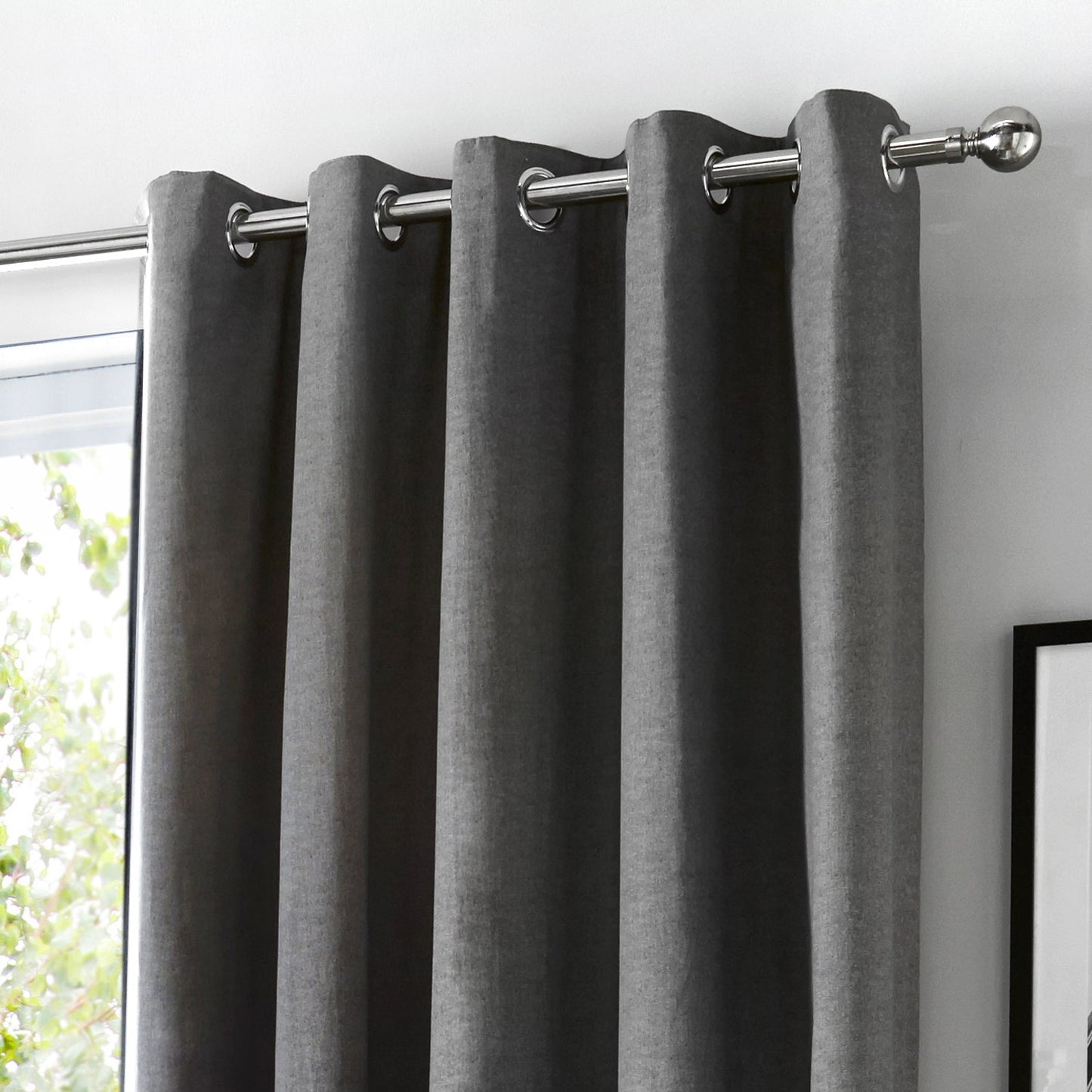 Fusion Sorbonne Charcoal Eyelet Curtains