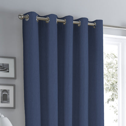 Fusion Sorbonne Navy Eyelet Curtains