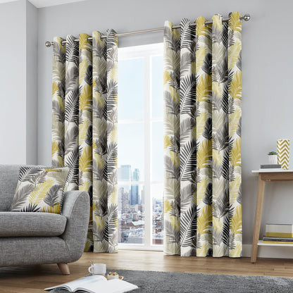 Fusion Tropical Ochre Eyelet Curtains