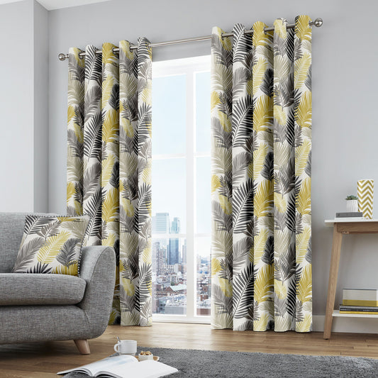 Fusion Tropical Ochre Eyelet Curtains