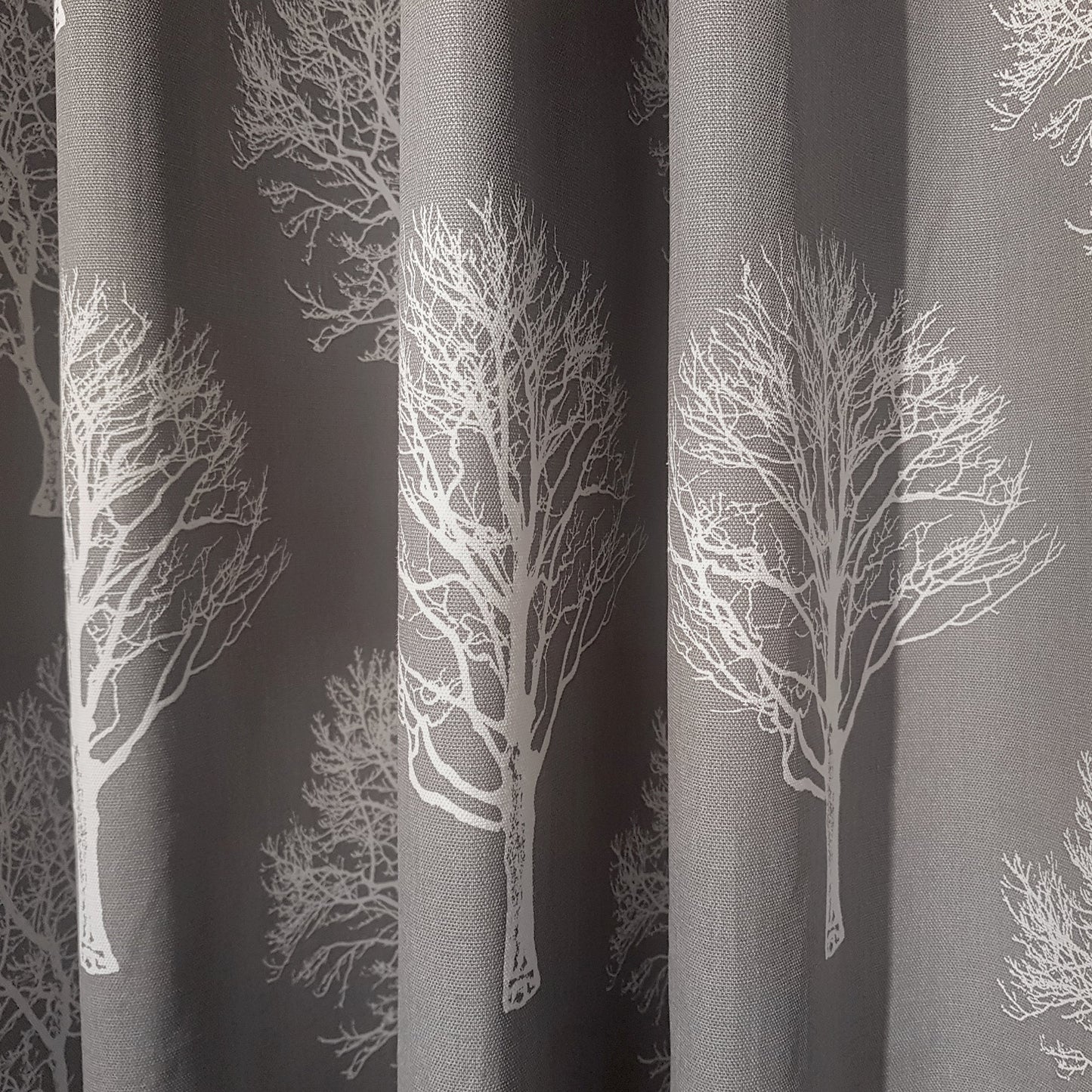 Fusion Woodland Trees Charcoal Eyelet Curtains