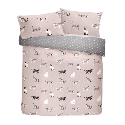 Fusion Cats Easy Care Blush Duvet Cover Set