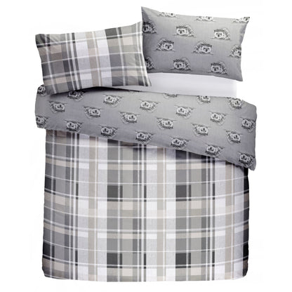 Dreams & Drapes Lodge Colville Grey Check Duvet Cover Set