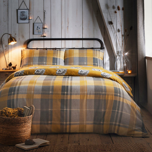 Dreams & Drapes Lodge Colville Check Duvet Cover Set - Ochre