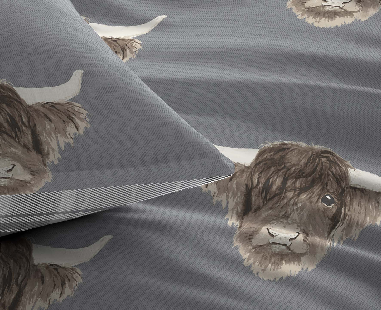 Fusion Highland Cow Grey Duvet Cover Set