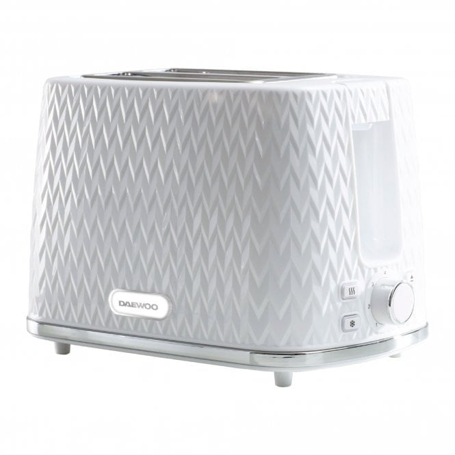 Daewoo White Argyle 2 Slice Toaster