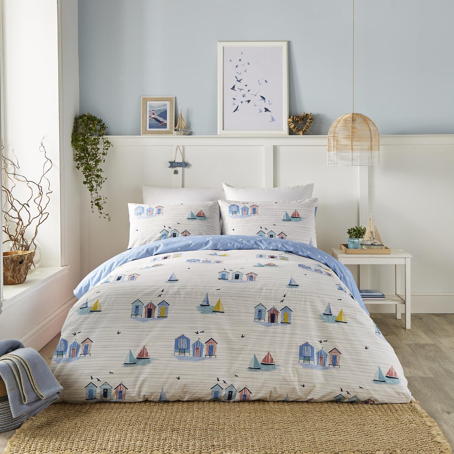 Fusion Blue Beach Huts Duvet Cover Set